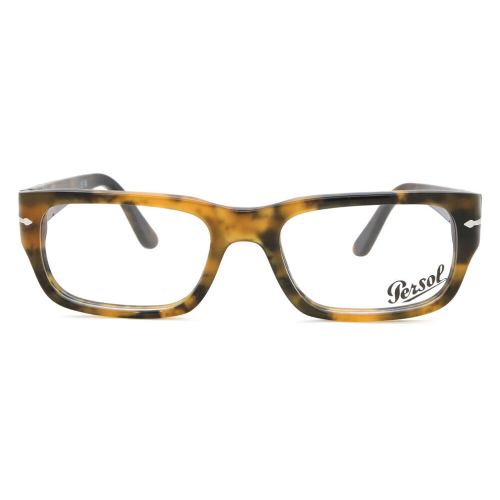 Persol Unisex Transparent Po3347v 1210 Optical Frames Acetate Brown Squared Normal - Image 2