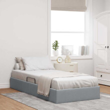 vidaXL Storage Bed with Headboard Light Grey 90 x 190 cm Fabric