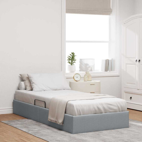 VidaXL vidaXL Storage Bed with Headboard Light Grey 90 x 190 cm Fabric