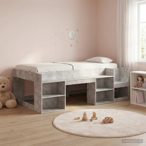 VidaXL vidaXL Kids'Bed Frame with Storage Concrete Grey 80 x 200 cm
