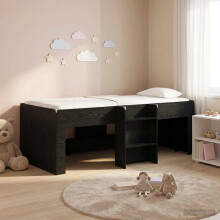 vidaXL Kids'High Bed Frame 2 pcs Black Oak 203 x 101.1 x 68.5 cm