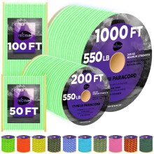 TECEUM Paracord Type III 550 Green Glow Dark 100 Ft 4mm Tactical Rope