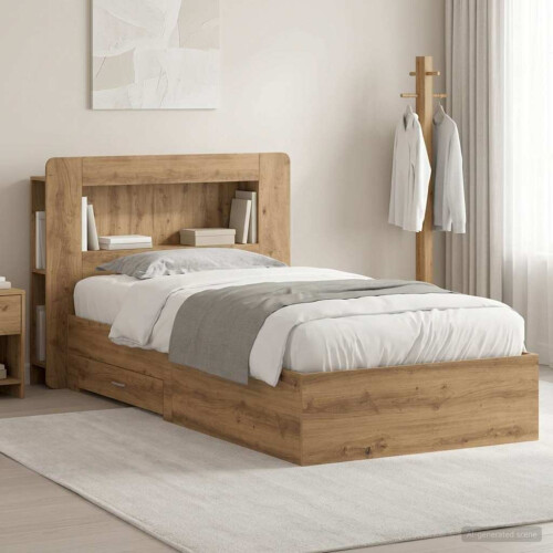 VidaXL vidaXL Bed Frame with Storage Artisan Oak 90 x 200 cm Engineered Wood