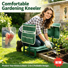 Outdoor Foldable Garden Kneeler Bench, 2-in-1 Seat Kneeling Pad with Dual Storage Bags
