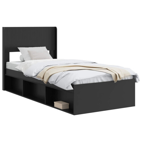 VidaXL vidaXL Bed Frame with Storage and Headboard Black 75 x 190 cm 1