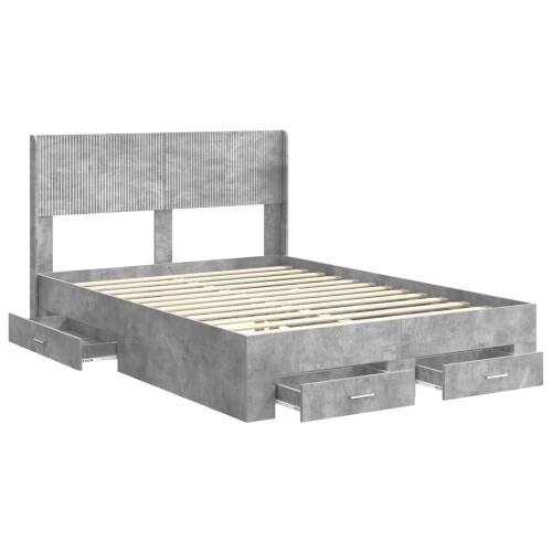 VidaXL vidaXL Bed Frame with Storage and Headboard Concrete Grey 140 x 200 cm 1