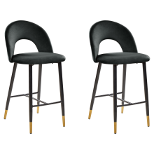 Set of 2 Bar Chairs FALTON Velvet Black