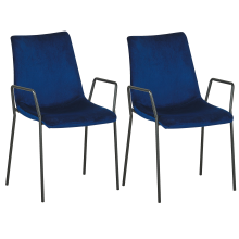 Set of 2 Dining Chairs JEFFERSON Velvet Dark Blue