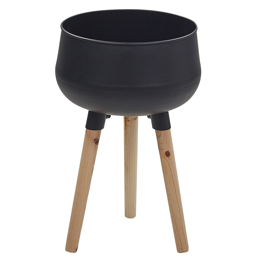 Beliani Elevated Plant Pot Agros 30 Cm Black Metal