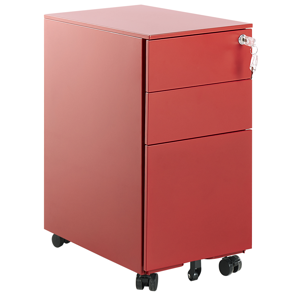 Beliani Storage Unit Bolsena Metal Red