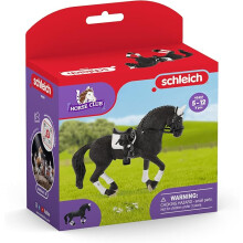 Schleich Horse Club - 4-Piece Tournament Riding Stallion Playset - Realistic Black Horse Figurine with Riding Accessories - 5+ | 42457