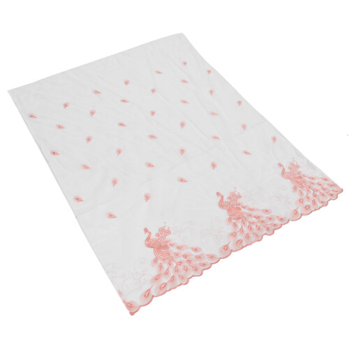 Bestickte Pfauen Fenstergardine Rosa