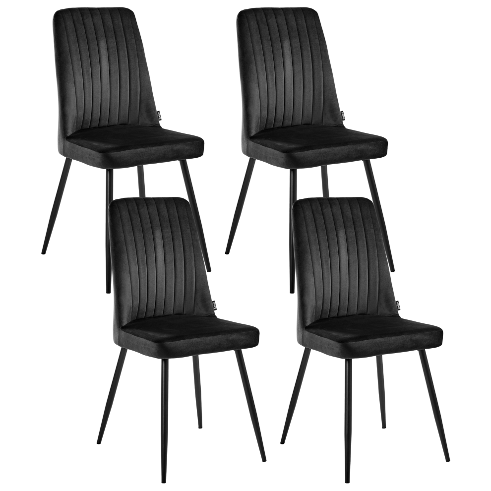Beliani Set Of 4 Dining Chairs Kirby Velvet Black