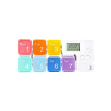 7-dages smart pilleorganisator med alarm – Rainbow Weekly Travel Vitamin Box
