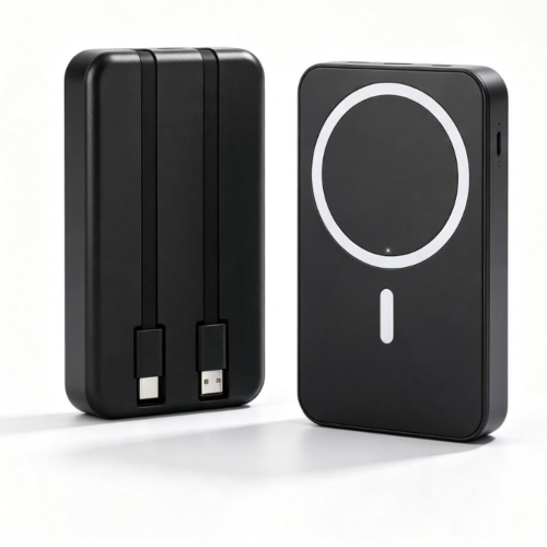 Ασύρματο μαγνητικό power bank 10000mAh 3 σε 1 με ενσωματωμένα καλώδια Type-C κα