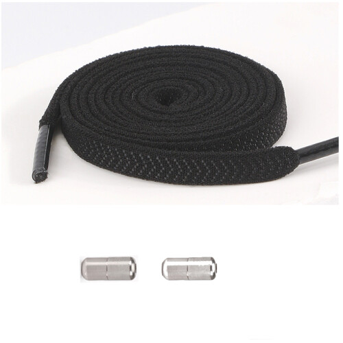Elastische Schnürsenkel mit silbernen Schnallen - 2 Paar Black