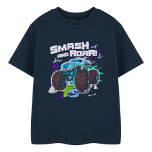 (5-6 Years, Navy) Hot Wheels Boys Smash And Roar Short-Sleeved T-Shirt