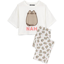 (S, White/Grey) Pusheen Womens/Ladies Nah Long Pyjama Set