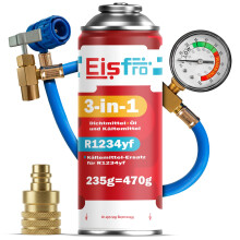 Eisfro 3in1 R1234yf AC Recharge Kit – 1x 3in1 Gas with Charging Hose & YF Adapter – Auto Recharge | 235g