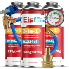 Eisfro 3in1 R1234yf Klimaanlage Nachfüllset – 3x 3in1 Gas mit Füllschlauch & YF Adapter – Auto Nachfüllen | 3x 235g