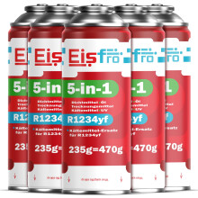 Eisfro 5in1 R1234yf Refrigerant x5 for Car AC with Oil, Stop Leak, UV Dye & Dryer | 235g per Can