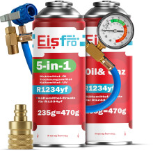 Eisfro Kit Recarga Aire R1234yf – Refrigerante 5en1 XL + Gas Sustituto R1234yf 235g | Adaptador AZ y Manguera
