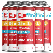 Eisfro 3in1 R1234yf Klimaanlage Nachfüllen – 5x 235g – Auto Gas Kartusche zum Nachfüllen, ECO