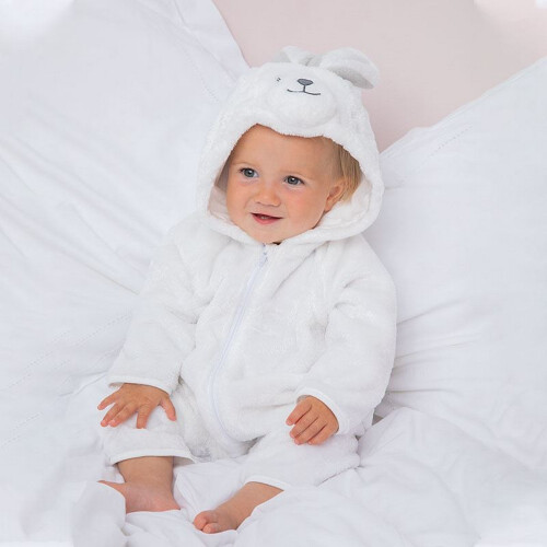 (0-6 Months, White) Larkwood Babies Rabbit Design All In One 2