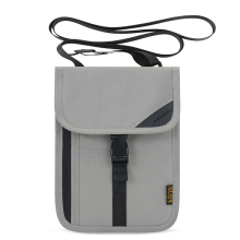 RFID Neck Wallet Travel Passport Holder LightGrey 0