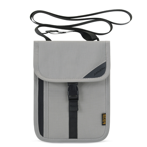RFID Neck Wallet Travel Passport Holder LightGrey  0