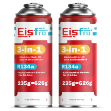 Eisfro 3in1 R134a Kältemittel Ersatzgas – Auto Klimaanlage Nachfüllset mit Dichtmittel & Öl | Gasflasche 2x235g, ECO