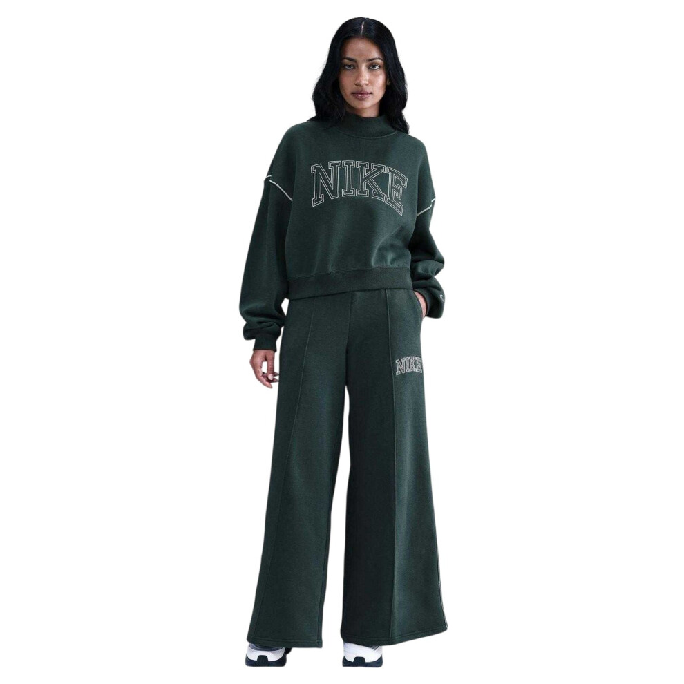 Nike (12 Uk R, Seaweed) Womens/Ladies Logo Outline Wide Leg Tracksuit Bottoms