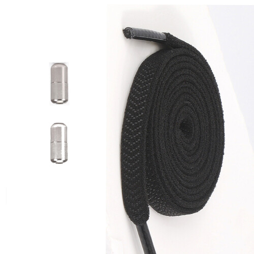 Elastische Schnürsenkel mit silbernen Schnallen - 2 Paar Black 2