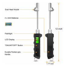 2X Illuminated Heavy-Duty Truck Tire Pressure Gauge with LCD Luminous Display Dual- Digital Tire Pressure Gauge