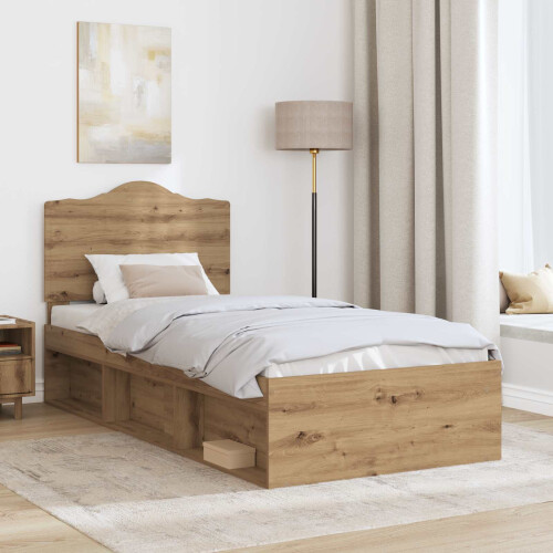 VidaXL vidaXL Bed Frame Artisian Oak 75 x 190 cm Solid Pine Wood 2