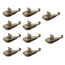 10Pcs Awning Clamp Tarp Clips Heavy Duty Lock Grip Tent Fasteners Clips Pool Awning Bungee Cord Car Tighten Khaki