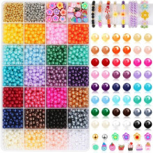 Bracelet making kit, 28 grids, 2120 pieces, 24 colors, ABS high-gloss, flexible ceramic metal beads