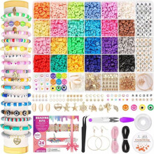 5,300-piece clay bead bracelet making kit, flexible ceramic piece, ceramic bead set