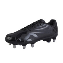 (8.5 UK, Black/Silver) Canterbury Mens Stampede Team 2025 Soft Ground Rugby Boots