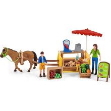 Schleich Farm World - 39Pc Sunny Day Mobile Farm Stand - Kids 3+ | 42528 | Farm Animal Figurine, Realistic Animal Toys, Barn Toy for Kids 3+
