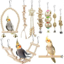 Parrot and Bird Swing Toy Set – Chewing Perch, Standing Perch, Hanging Perch and Bird Climbing Ladder
