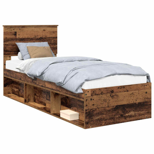 VidaXL vidaXL Bed Frame with Headboard Old Wood 75 x 190 cm Solid Pine Wood 1