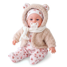 (Girl Doll In Beige Coat) The Magic Toy Shop 18" Lifelike Large Soft Bodied Baby Doll Girl Boy Toy With Dummy & Sounds
