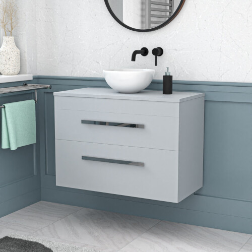 NES Home Wall Hung 800mm Matte Grey Vanity With Basin and Matte Grey Worktop