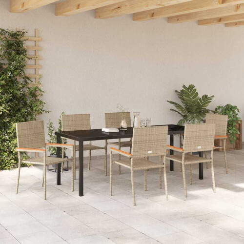 VidaXL vidaXL Garten Essgruppe 7 stk. Beige Poly-Rattan 1