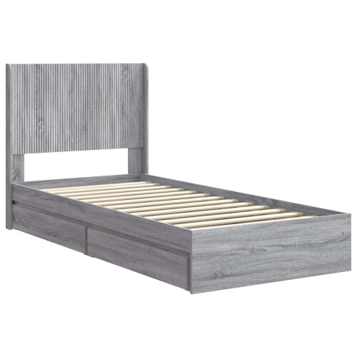 VidaXL vidaXL Bed Frame with Storage and Headboard Grey Sonoma 75 x 190 cm 1