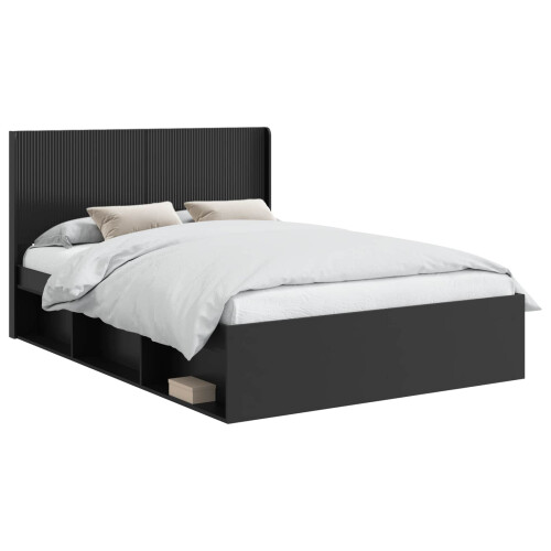 VidaXL vidaXL Bed Frame with Storage and Headboard Black 135 x 190 cm 2