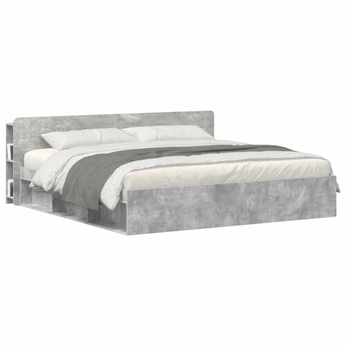 VidaXL vidaXL Headboard Cabinet with Storage Concrete Grey Engineered Wood 2