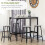 5 Piece Bar Table Set with 4 Stools Industrial Style Compact 6