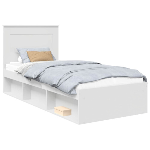 VidaXL vidaXL Bed Frame with Headboard White 75 x 190 cm Solid Pine Wood 2
